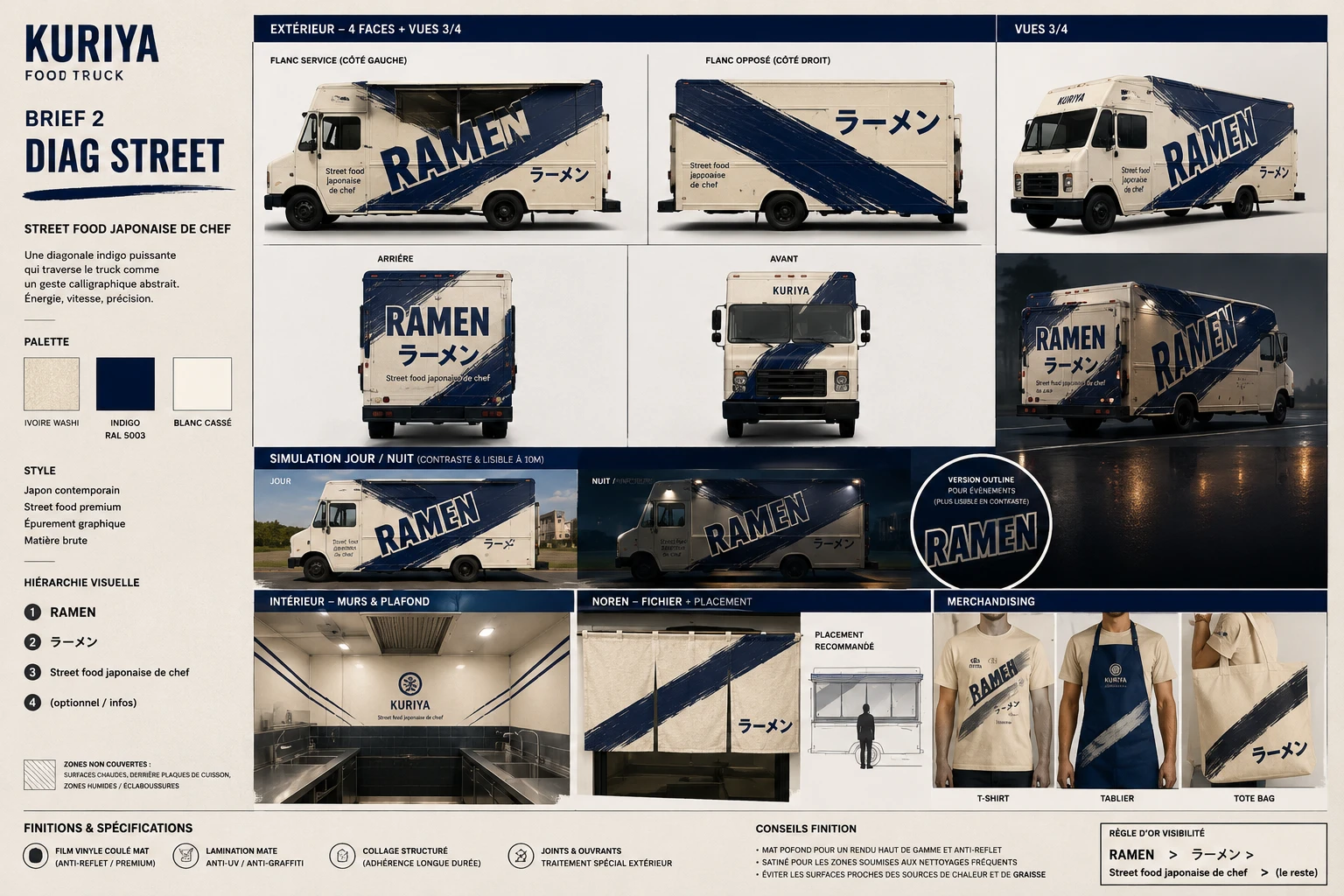 Brief 2 « Diag Street » : 4 faces du camion, simulation jour et nuit, merchandising