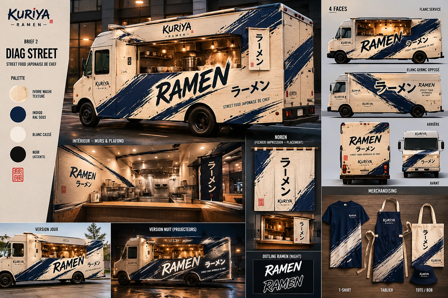 Piste « Diag Street » en situation : camion ouvert, noren et merchandising